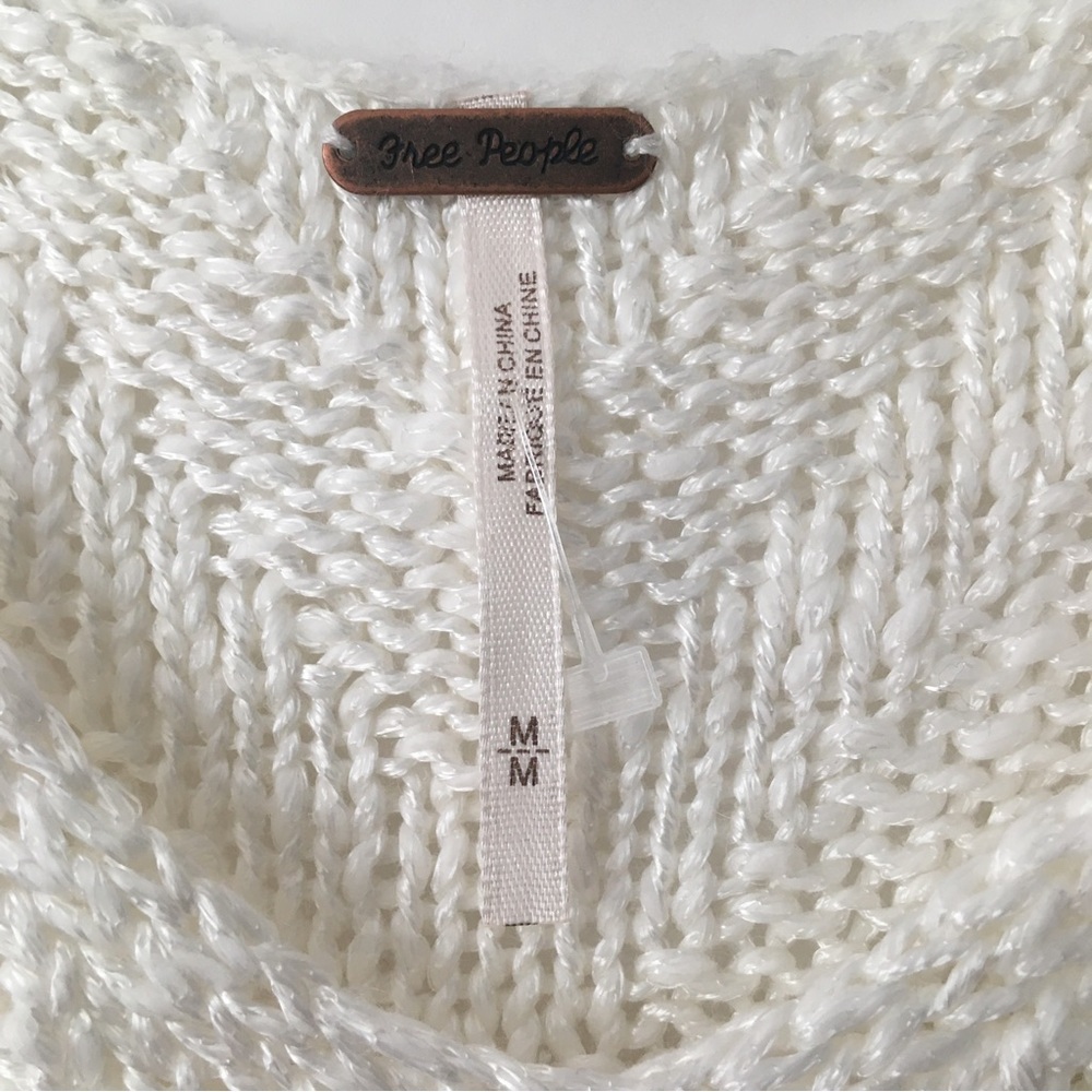 Free People Chevron Tank top Knit Sweater Ivory Size Medium - Picture 10 of 14